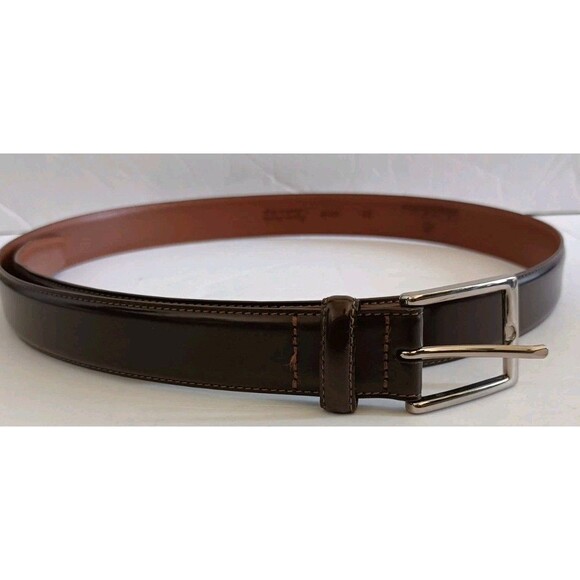 Brooks Brothers Dress Belt Dark Brown Italian Leather Sz 38 Made in ITALY W1L12 - Picture 2 of 10